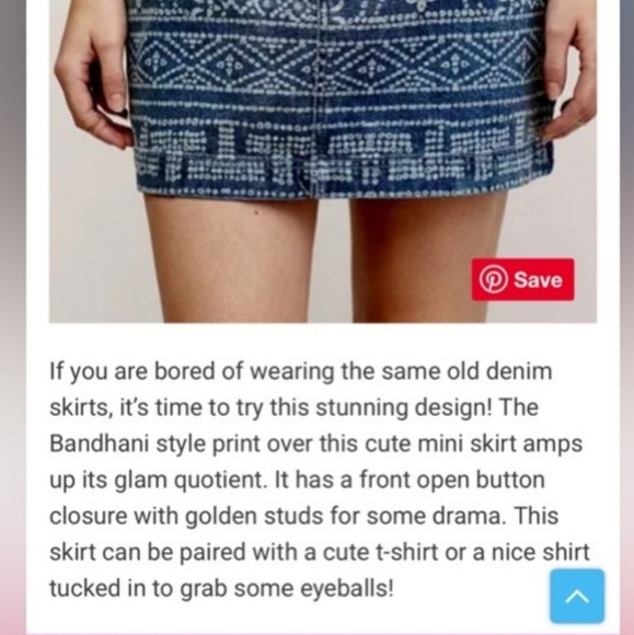 FREE PEOPLE School Daze Aztez Tribal Print Denim Skirt Size 8 - Picture 12 of 16